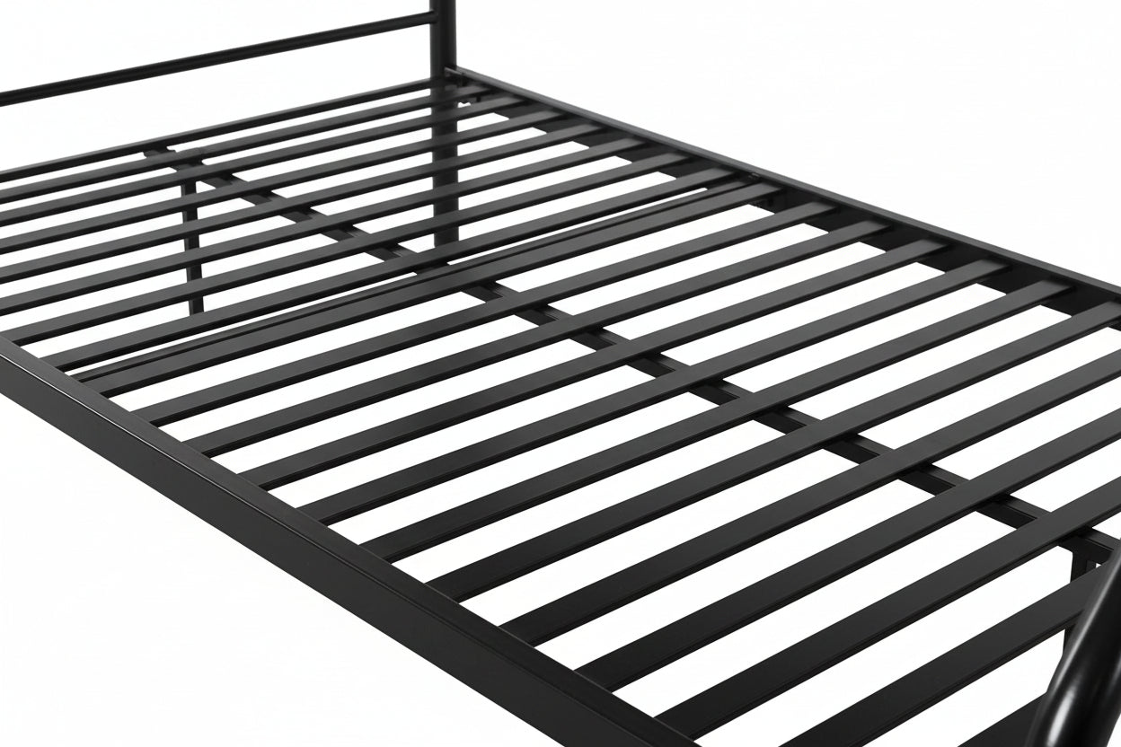 Pack: Lit superposé en métal sommier inclus + 2 Matelas 90/140x190 cm, 3 places Noir COSTO
