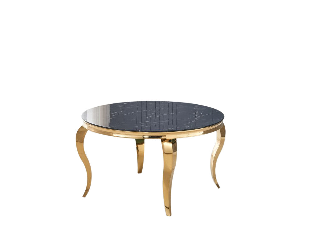 Table à manger ronde BAROQUE gold  130x75 cm #couleur_marbré-noir