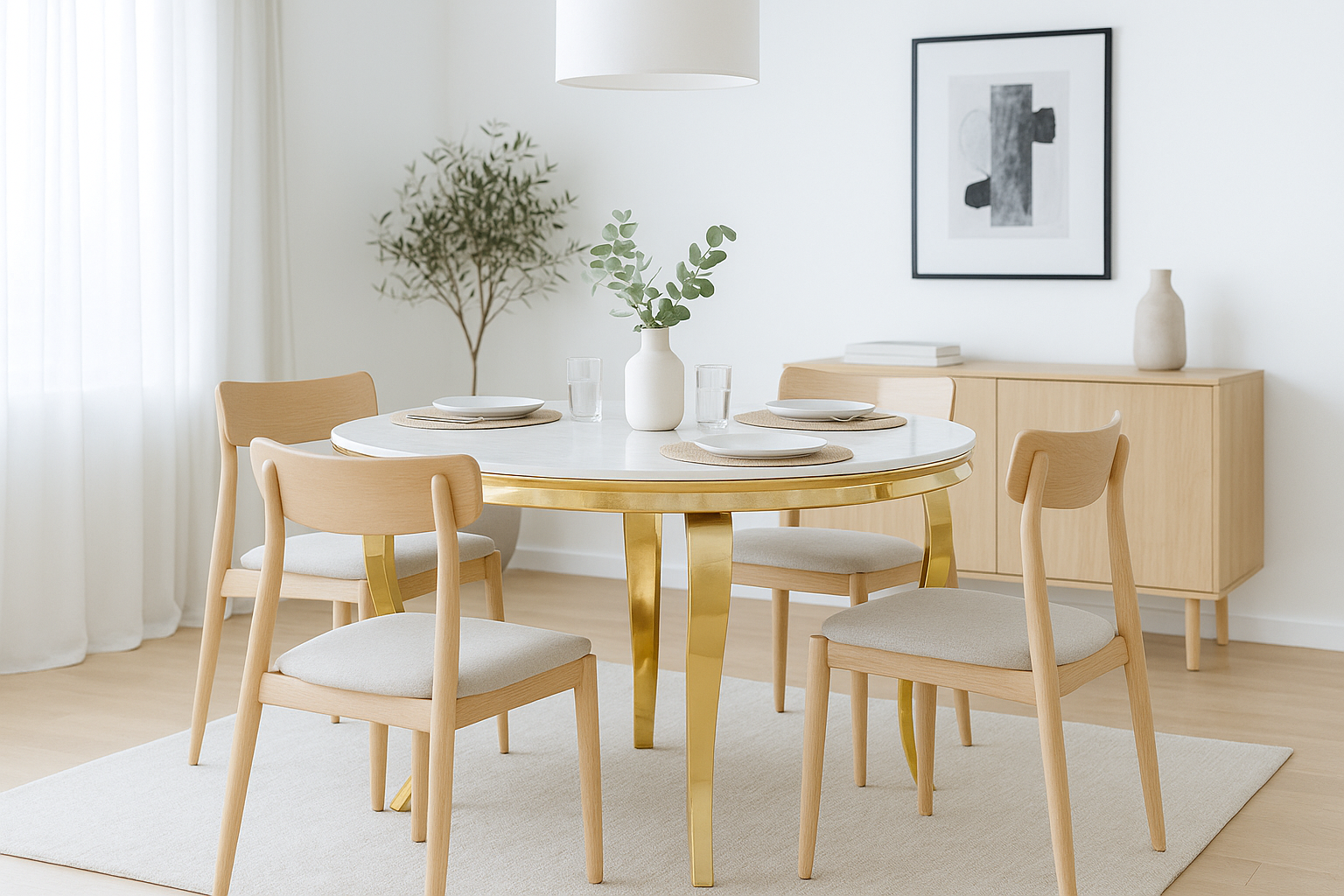 Table à manger ronde BAROQUE gold  130x75 cm #couleur_blanc