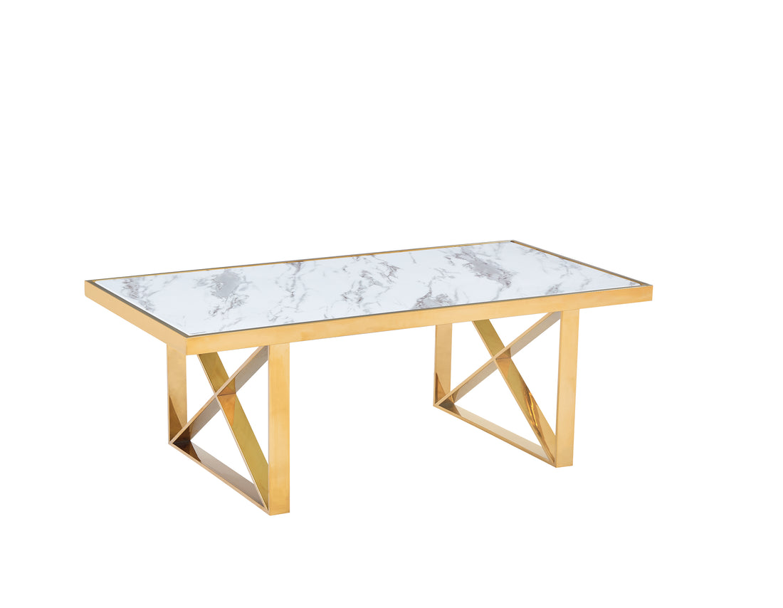 Table basse LEVANTO gold marbre blanc 120x60x45 cm