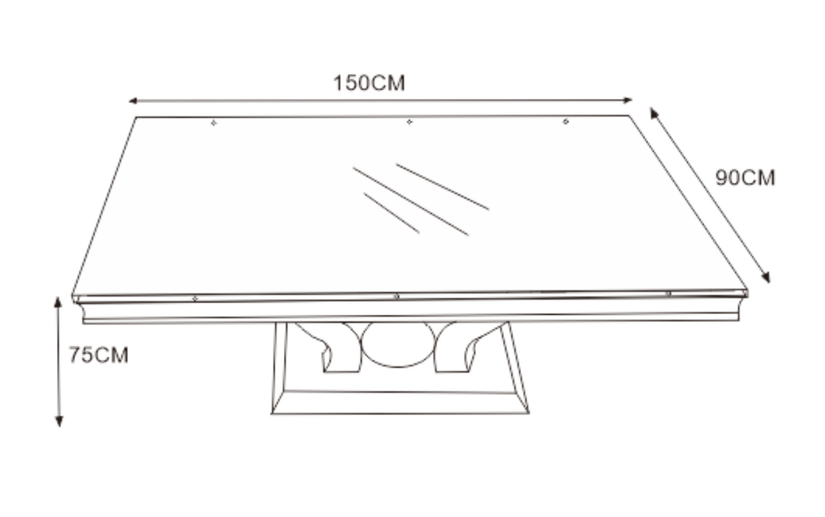 Table à manger plateau en verre blanc 150x90 cm TROFY