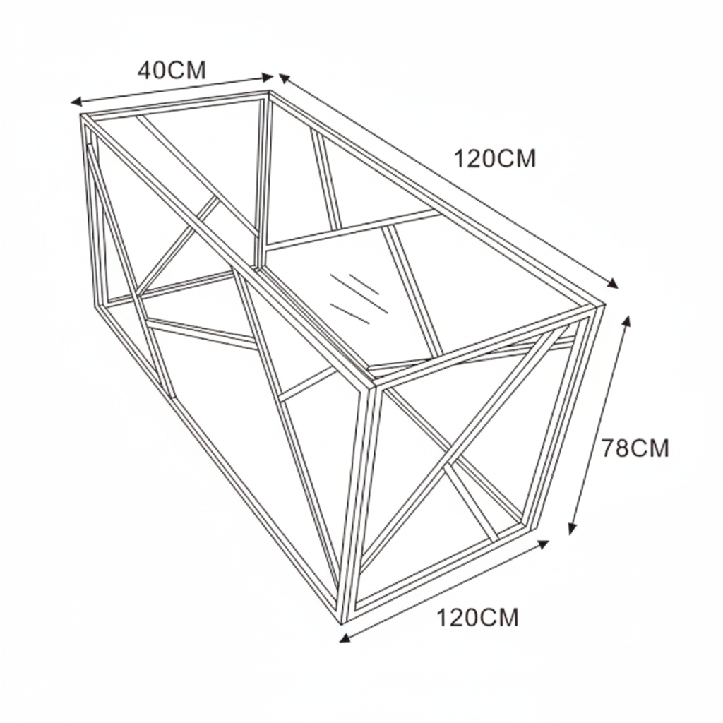 Console gold verre trempé transparent 120x40x78 cm GEOMAG