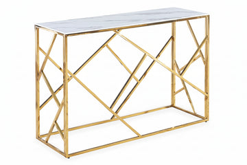 Console gold verre marbré blanc 120x40x78 cm GEOMAG