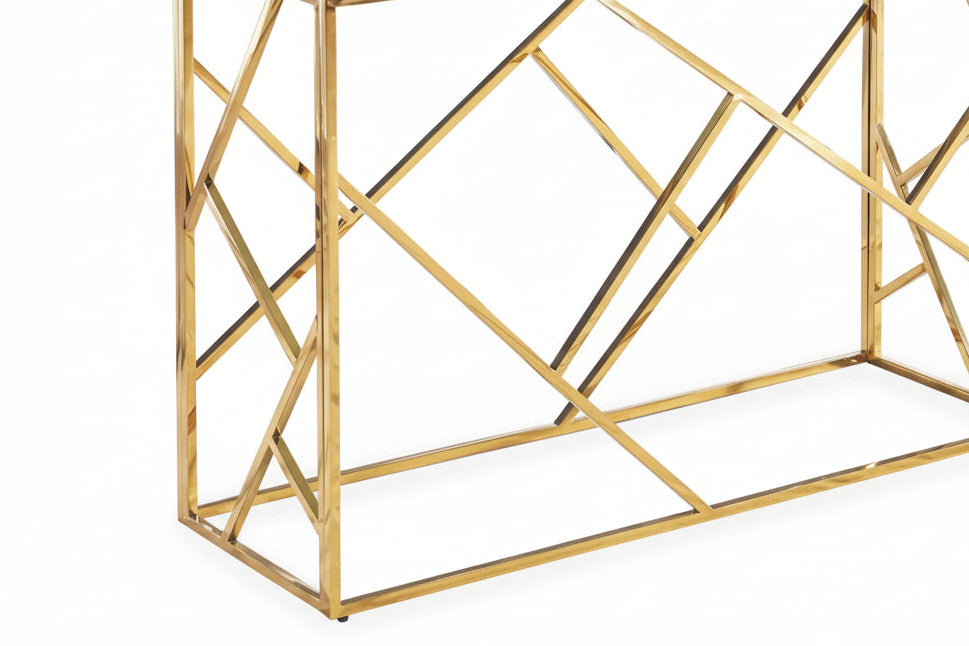 Console gold verre marbré blanc 120x40x78 cm GEOMAG