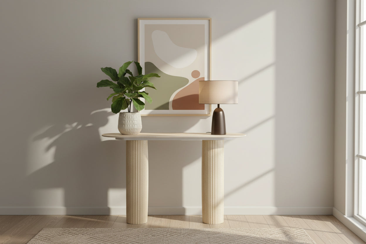 Console céramique travertin pieds métal travertin 120x40x78 cm ROXY