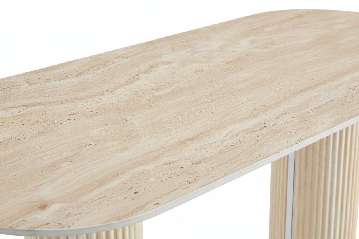 Console céramique travertin pieds métal travertin 120x40x78 cm ROXY