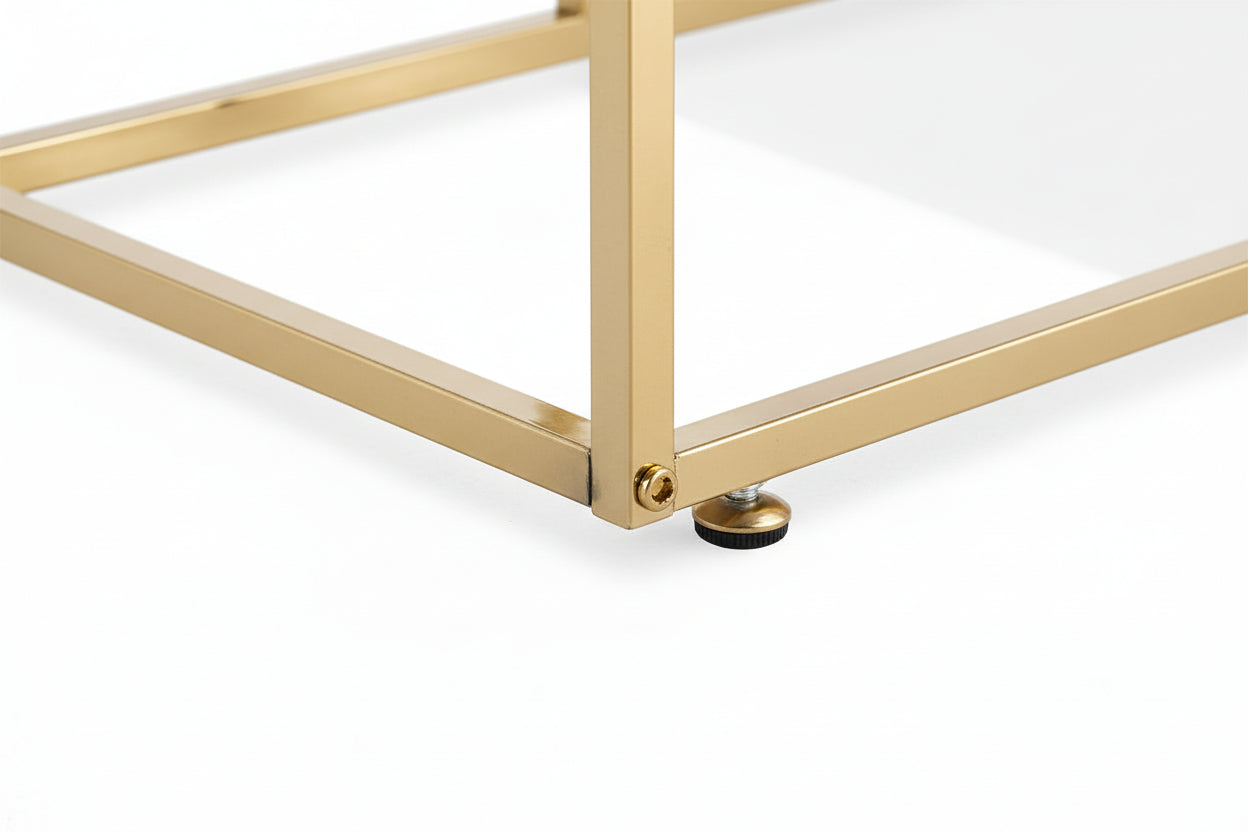 Console métal gold plateau effet marbre blanc 120x40x78 cm ROMY