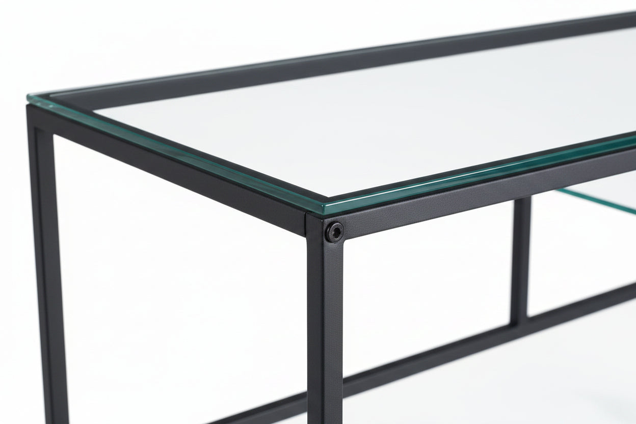 Console métal plateau transparent 120x40x78 cm ROMY