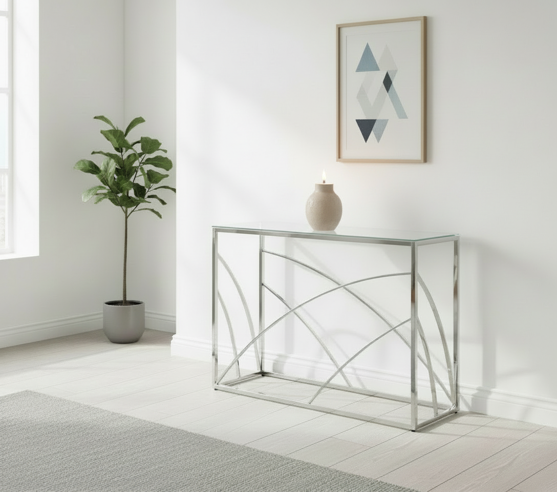 Console CALVIN Chrome 120x40x78 cm #couleur_transparent