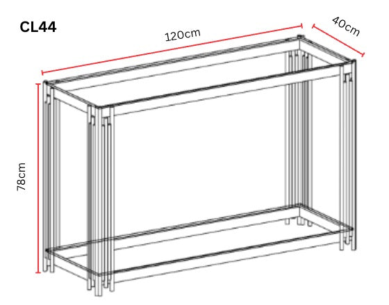 Console gold verre trempé transparent 120x40x78 cm FLUTE