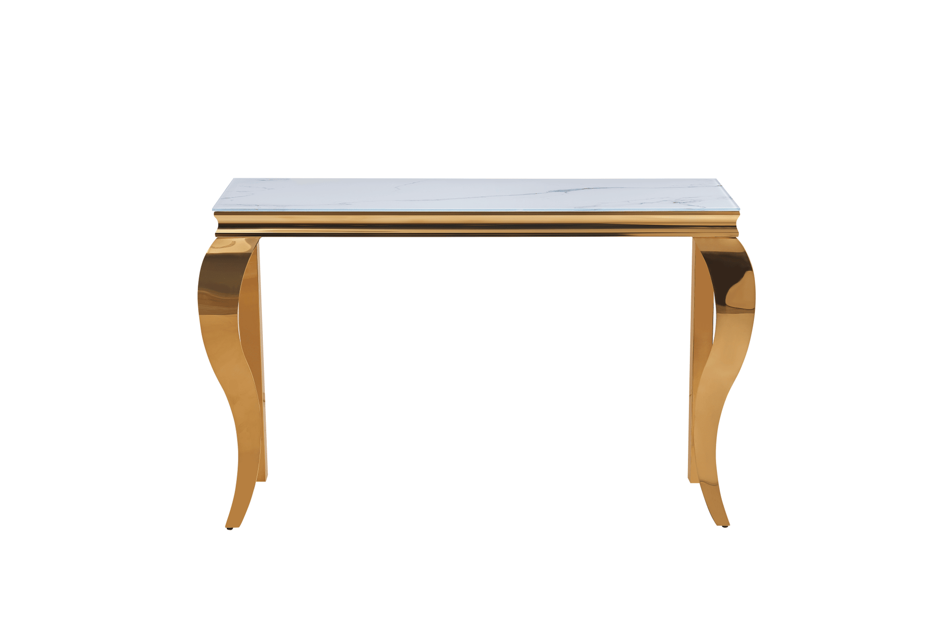 CONSOLE BAROQUE GOLD VERRE MARBRE BLANC 120X40X78