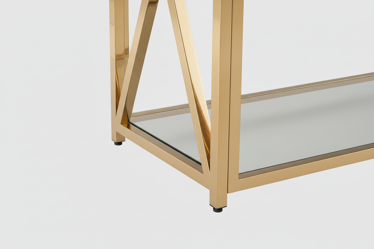 Console gold verre trempé transparent 120x40x78 cm KENSY