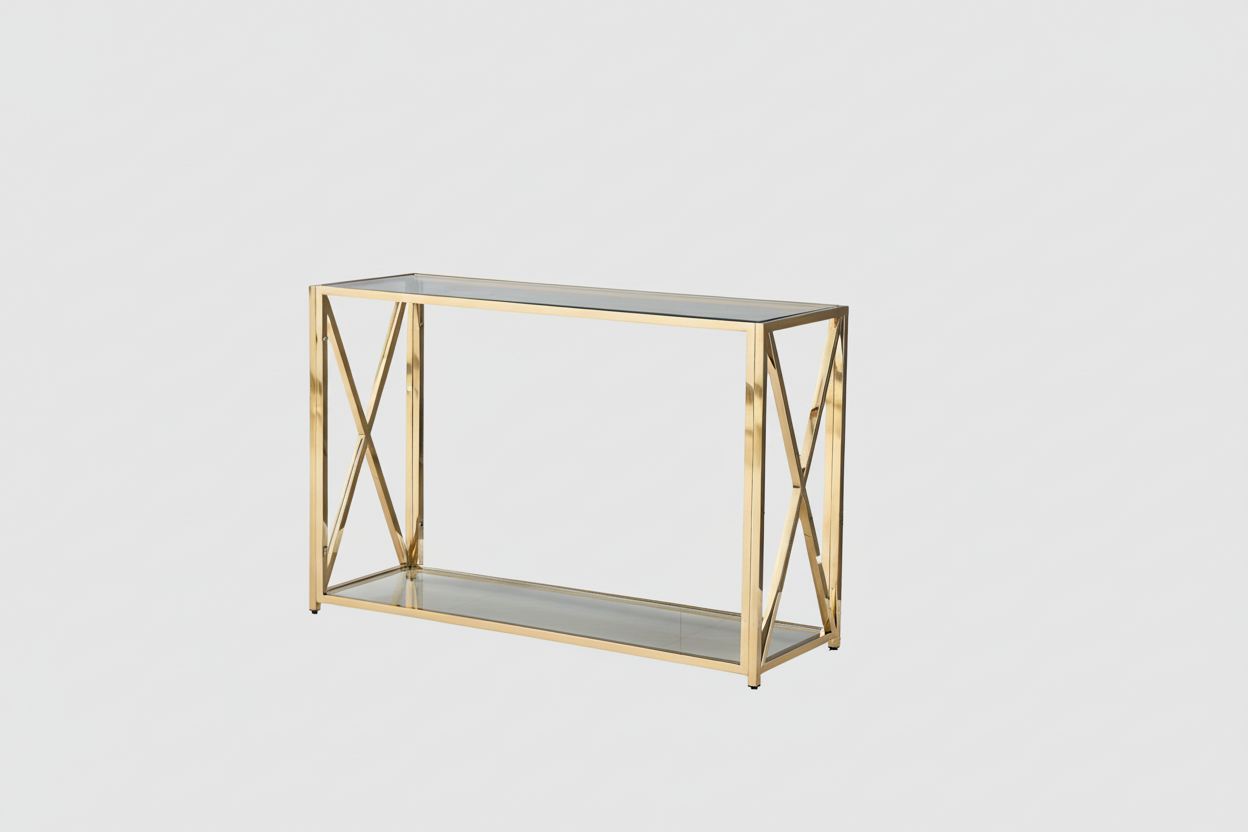 Console gold verre trempé transparent 120x40x78 cm KENSY