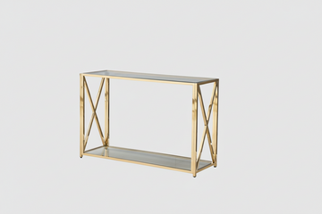 Console gold verre trempé transparent 120x40x78 cm KENSY