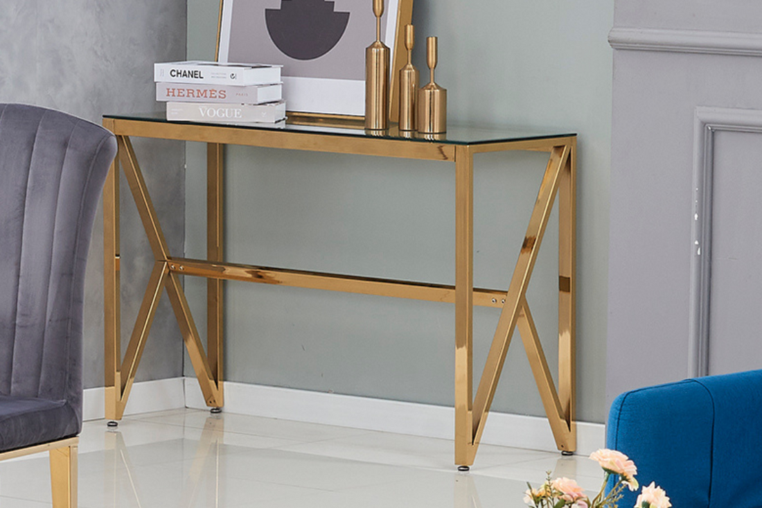 Console MAJESTIQUE Gold 120x40x78 cm #couleur_transparent