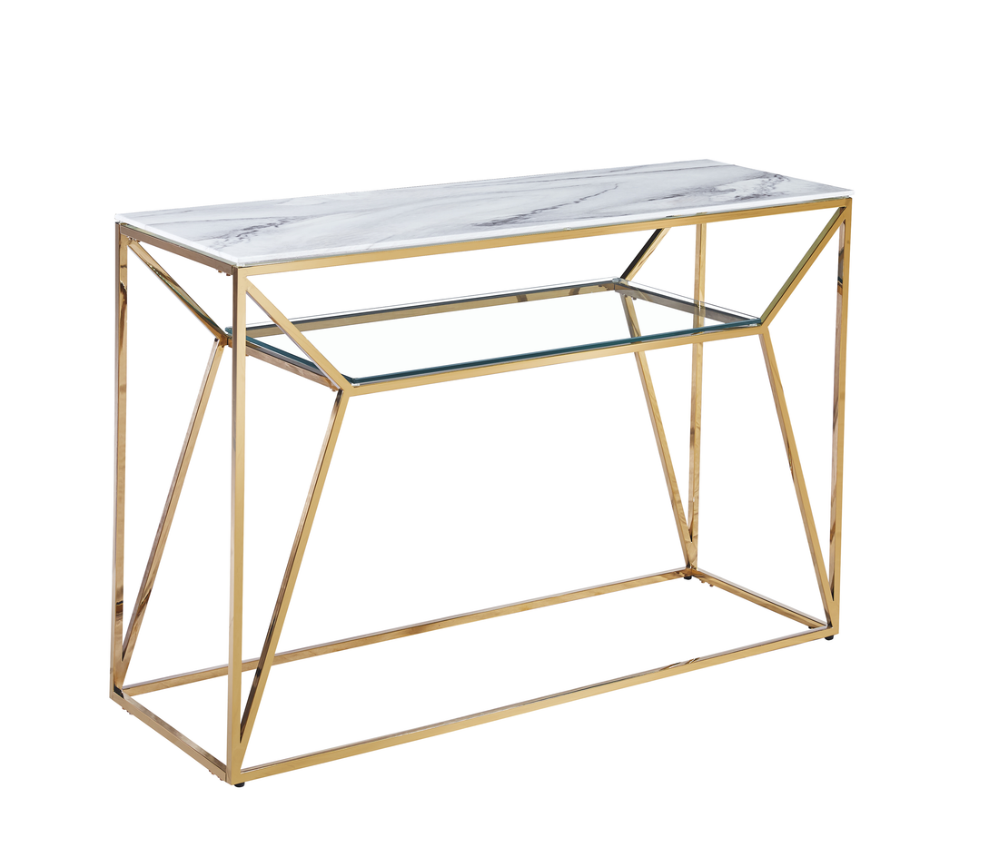 Console CHERYL Gold 120x40x78 cm #couleur_marbré_blanc