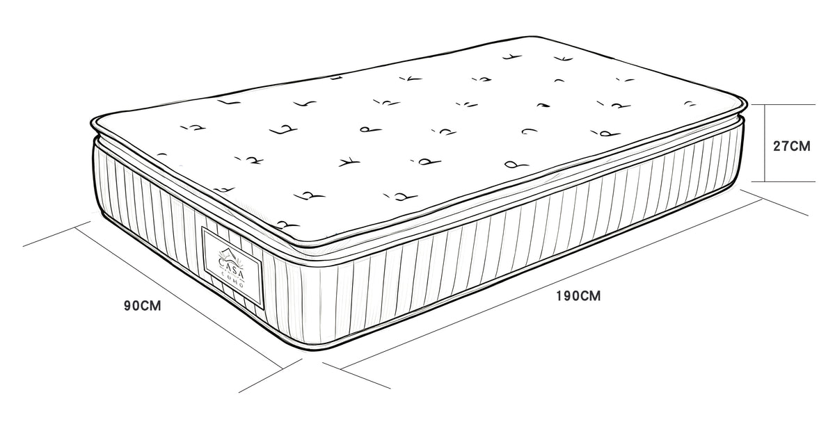 Matelas ressorts ensachés 90x190 cm COMO – ép. 27 cm
