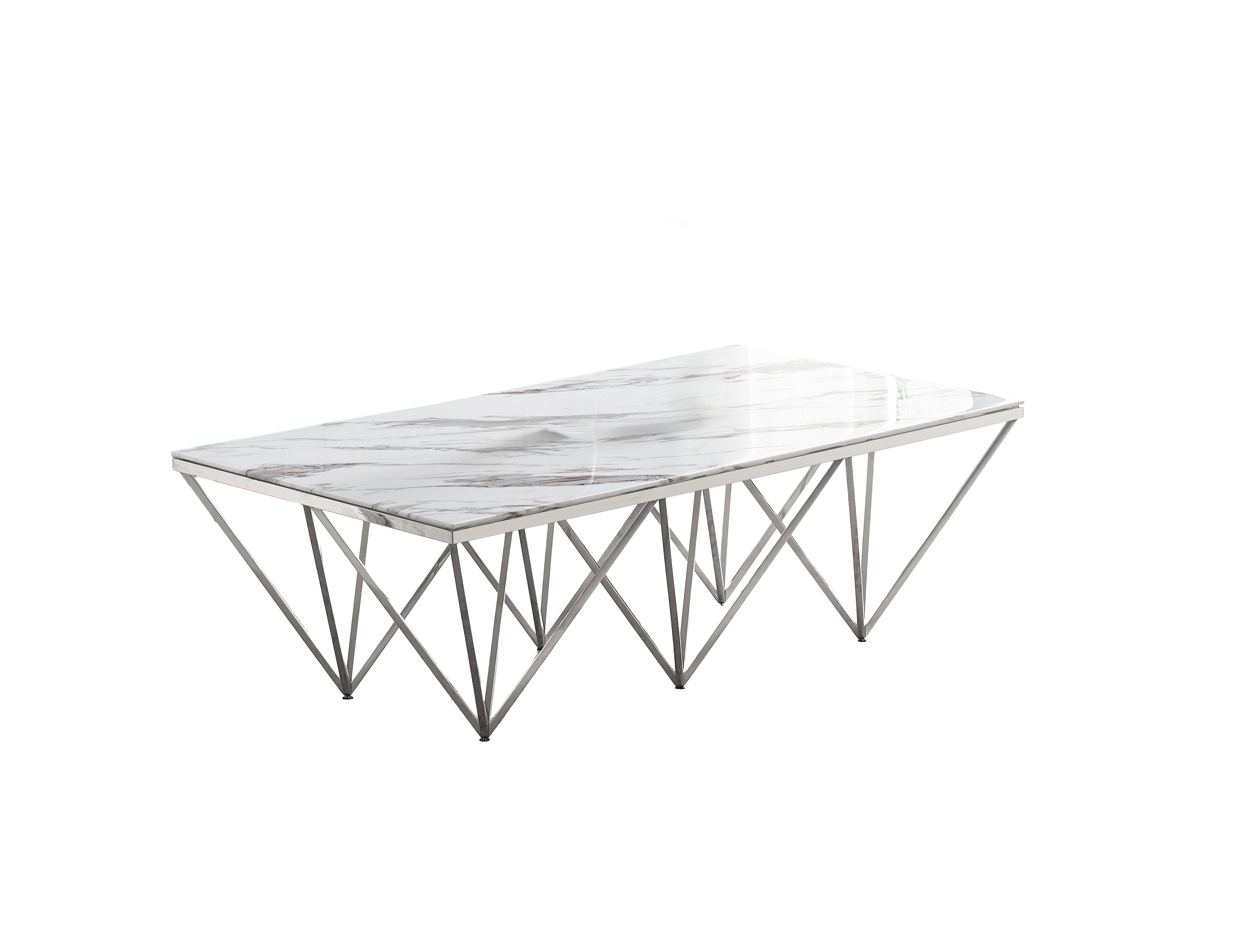 Table Basse GIZE rectangle Chrome et plateau en verre 130X70X42 cm