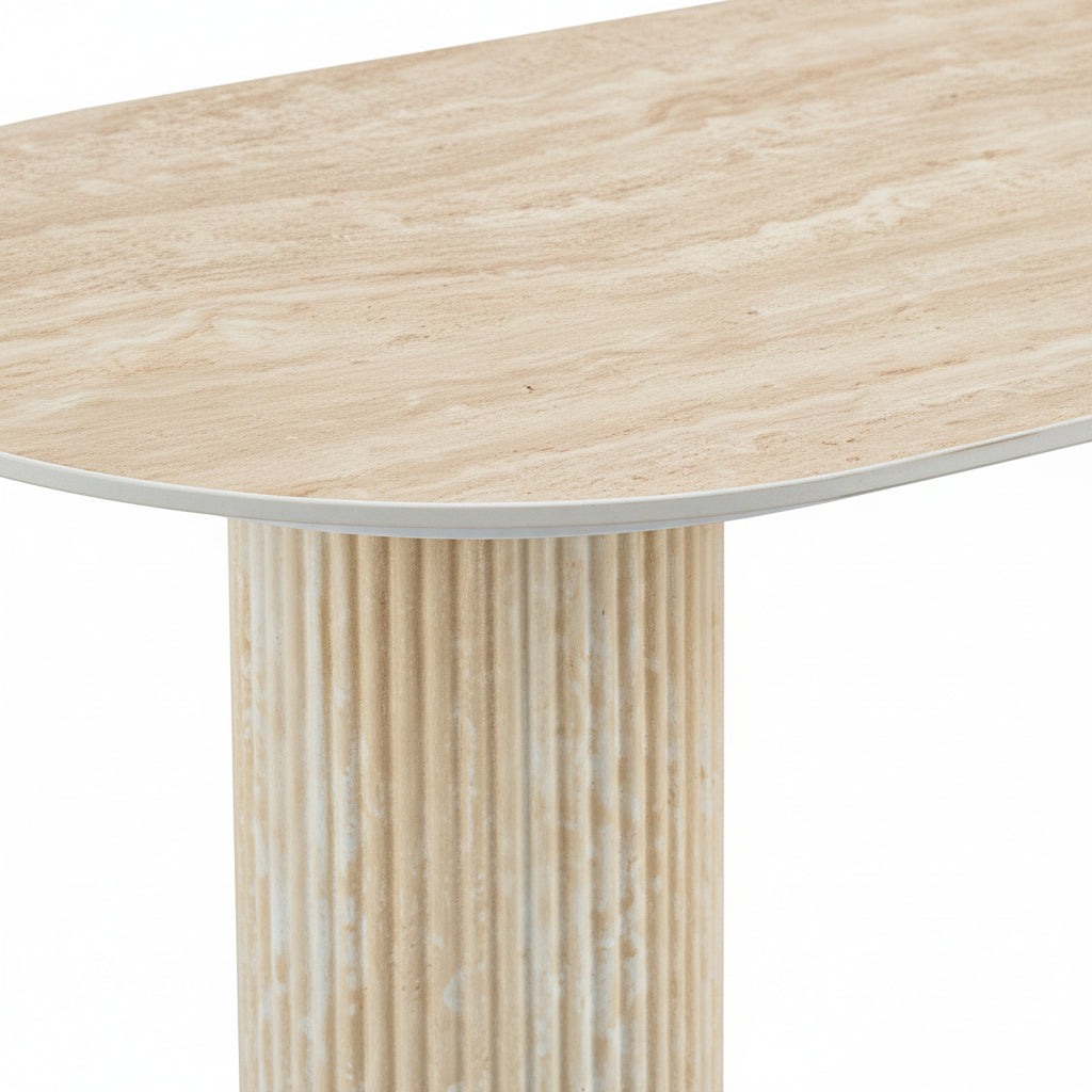 Table basse céramique effet travertin 120x60 cm