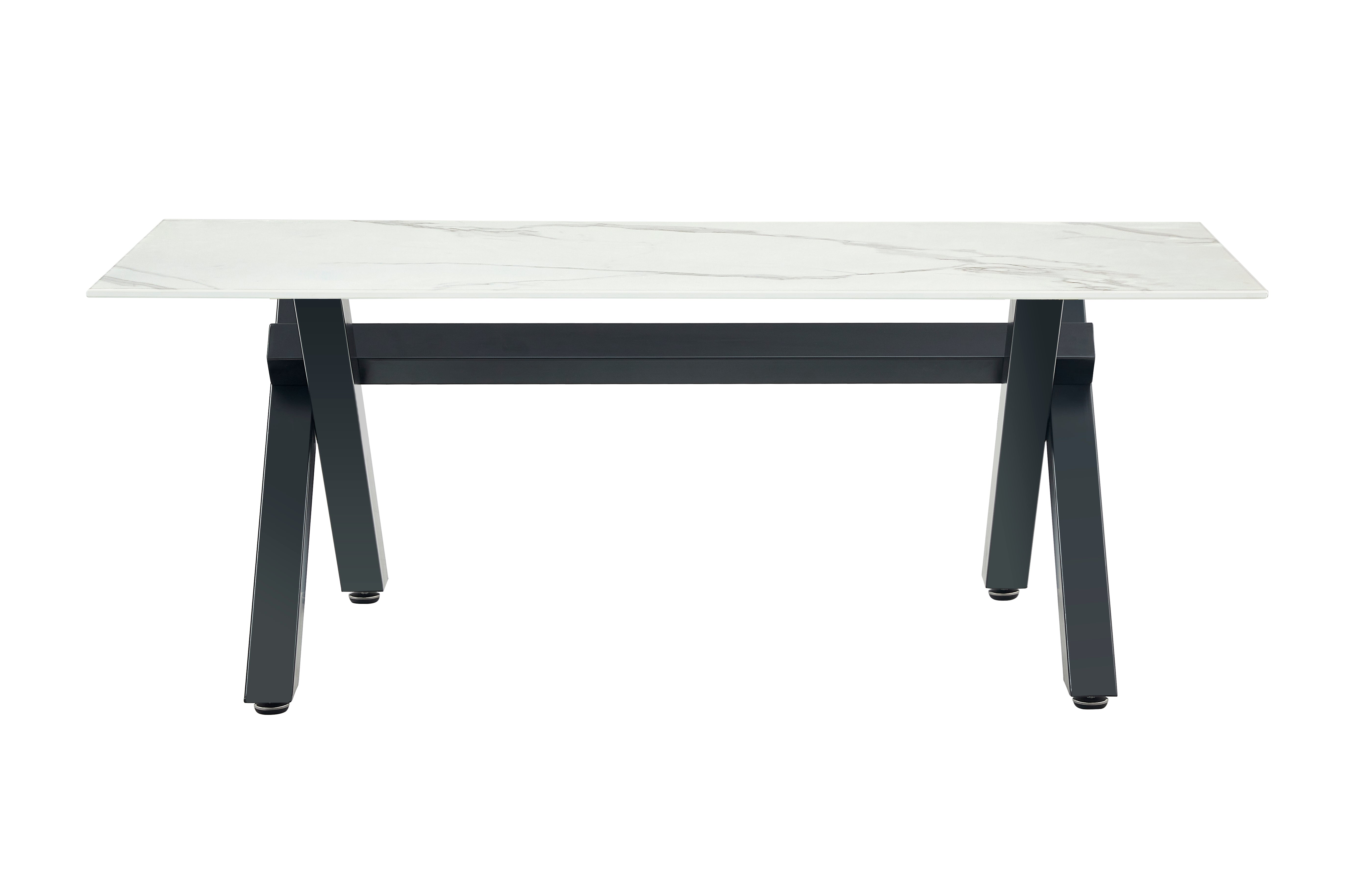 Table Basse IXE Métal Chrome Plateau Verre Trempé Marbré Blanc 120x60x45cm