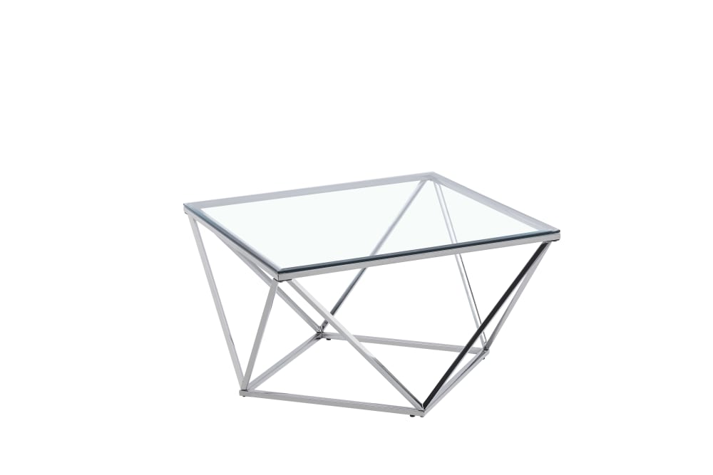 Table Basse ALINA Chrome plateau en verre trempé 80x80x45 cm