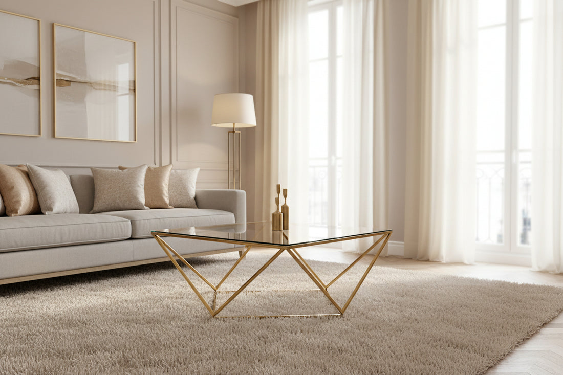 Table basse ALINA carrée gold verre 100x100x45 cm #couleur_gold_verre