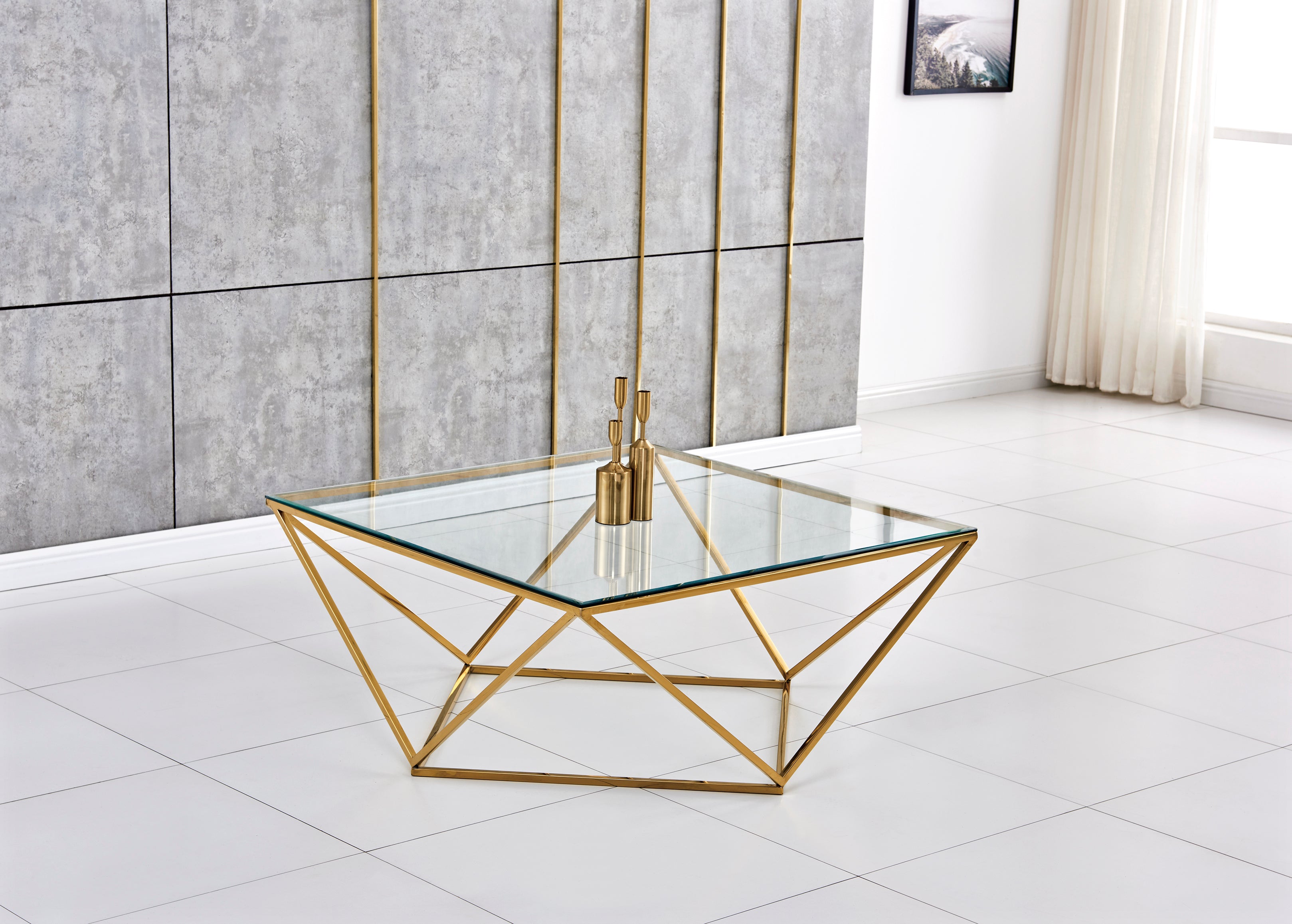 Table basse ALINA carrée gold verre 100x100x45 cm #couleur_gold_verre