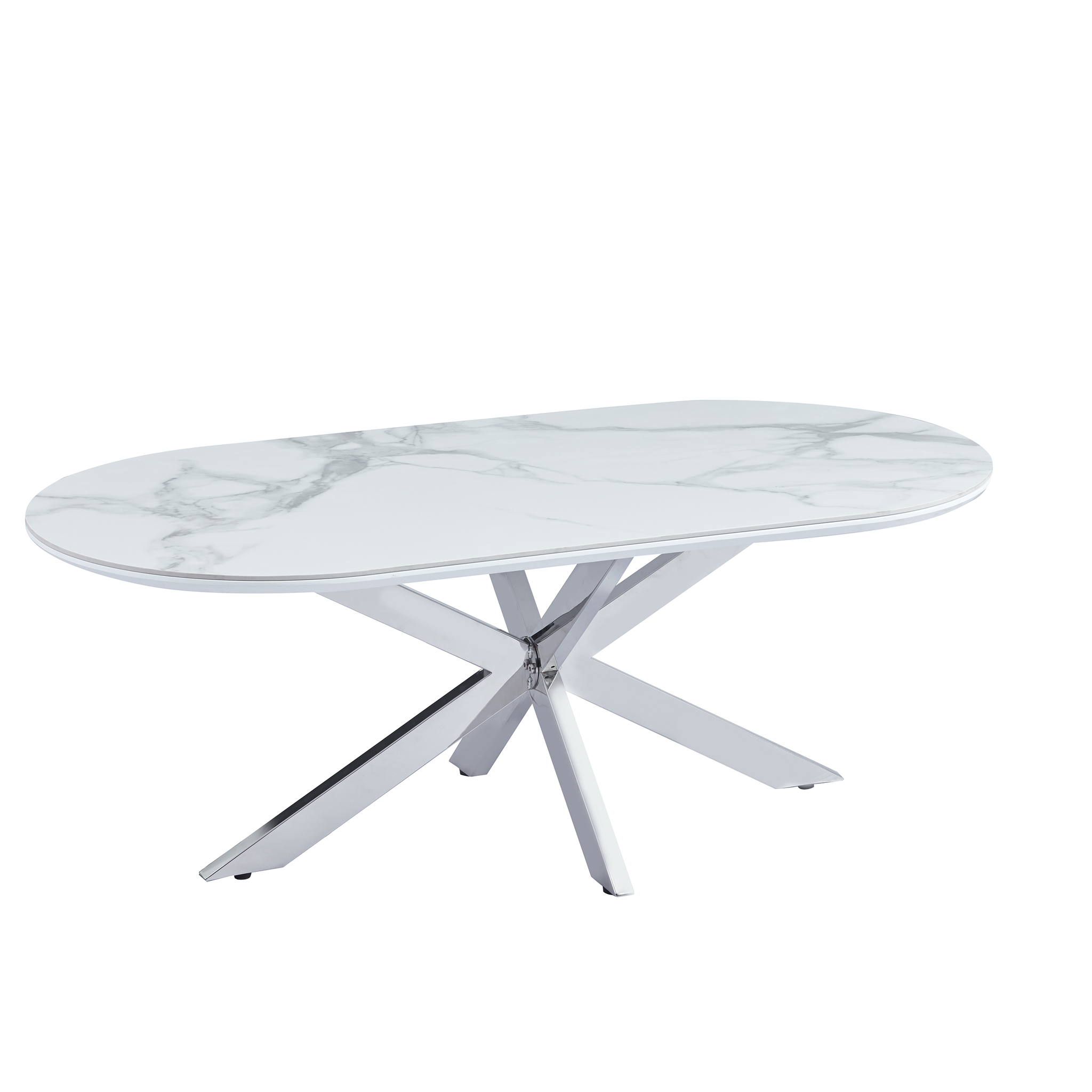 Table basse MANON Chrome Céramique Marbre Blanc #couleur_blanc