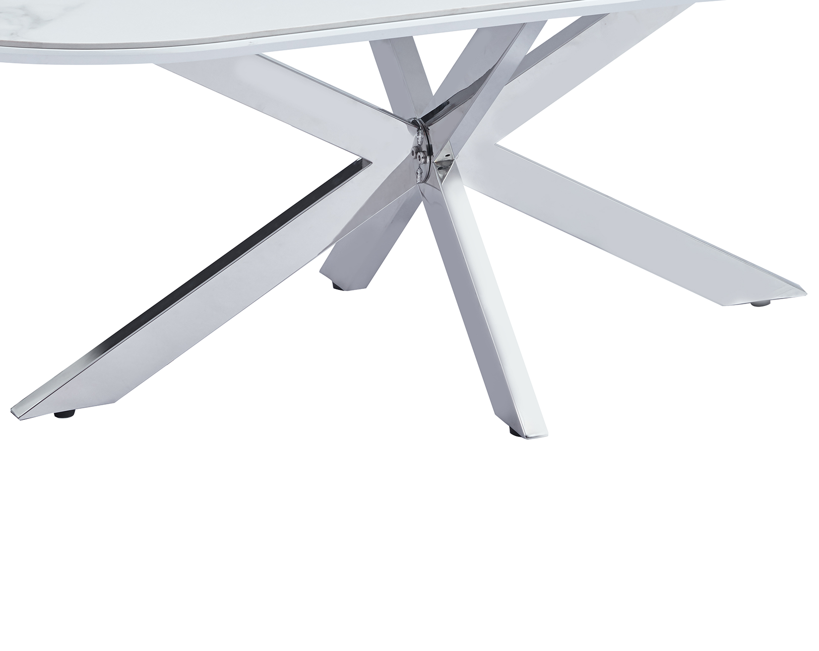 Table basse MANON Chrome & Céramique Marbre Blanc 120x60 cm