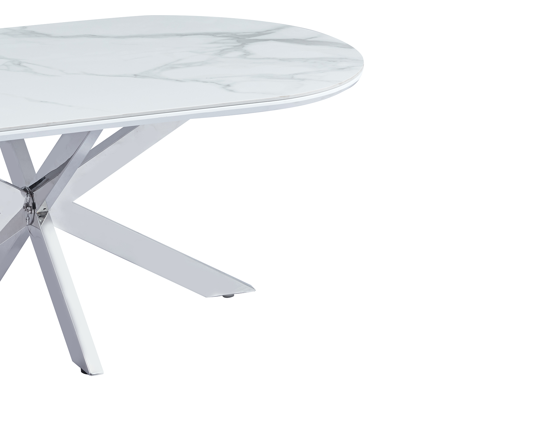 Table basse MANON Chrome & Céramique Marbre Blanc 120x60 cm