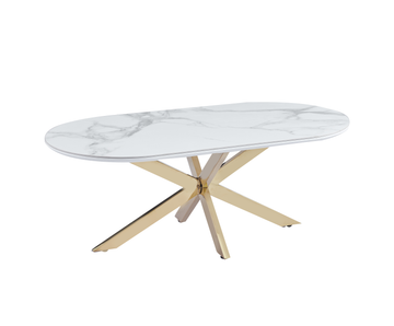 Table basse MANON Gold Céramique Marbre Blanc #couleur_marbre_blanc
