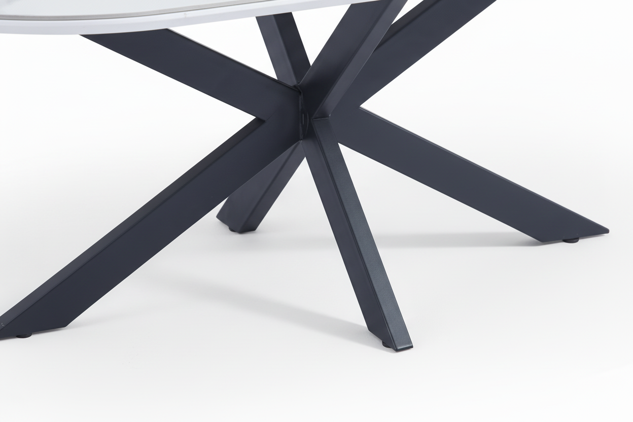 Table basse MANON Métal Noir & Céramique Marbre Blanc 120x60 cm