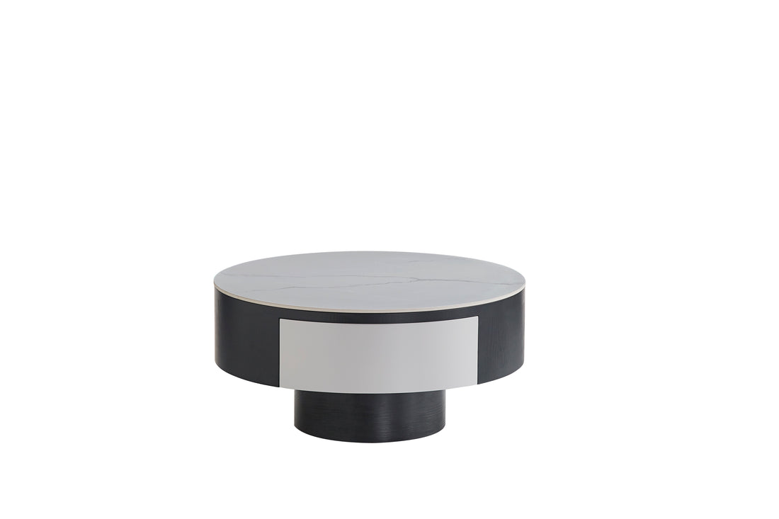 Table basse TORNADO Noir & Blanc avec tiroir 80x40 cm #couleur_noir_blanc