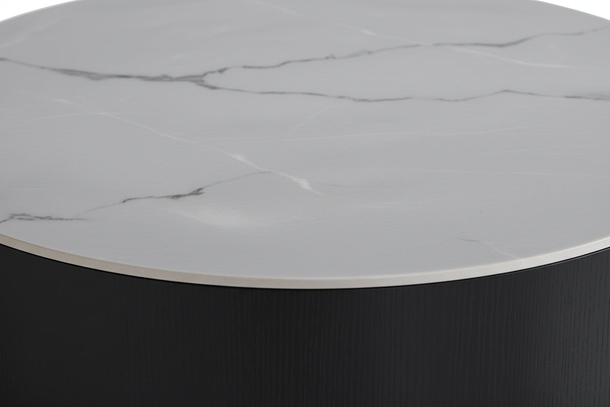Table basse rectangulaire noir et blanc avec tiroir 80x40 cm – TORNADO