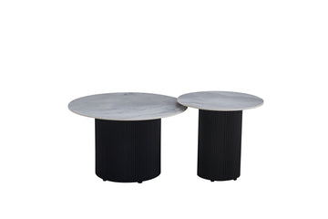Lot de 2 tables basses gigognes céramique effet marbre 70cm POLPO