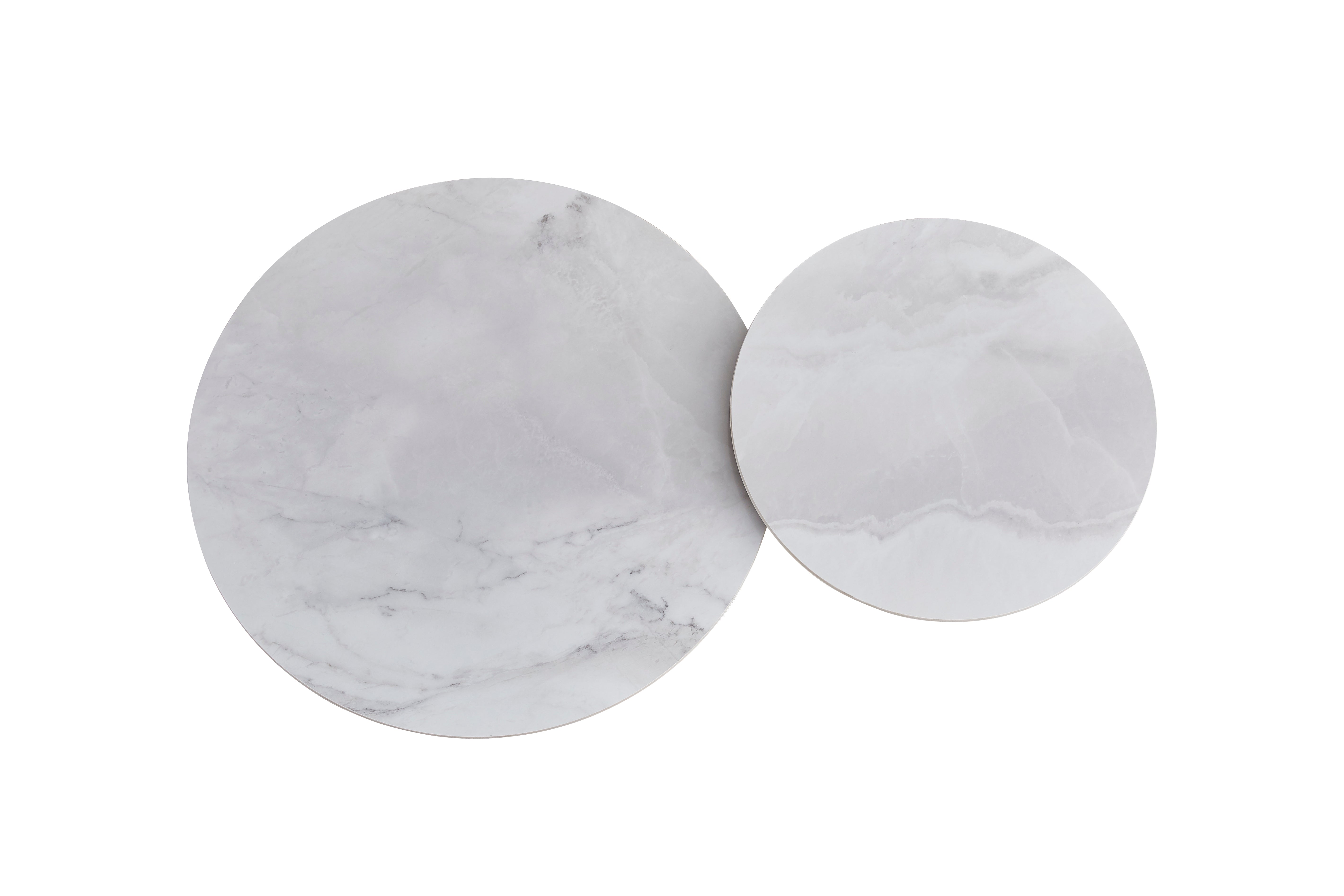 Lot de 2 tables basses gigognes céramique effet marbre 70cm POLPO