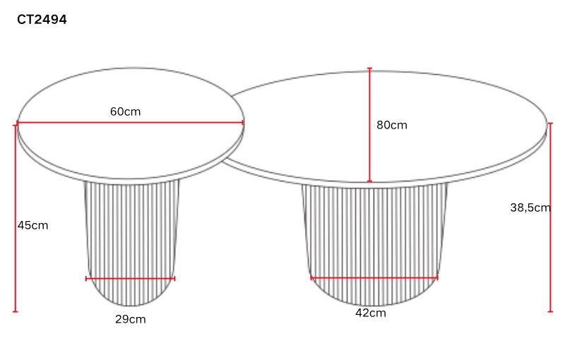 Lot de 2 tables basses gigognes céramique effet marbre 70cm POLPO