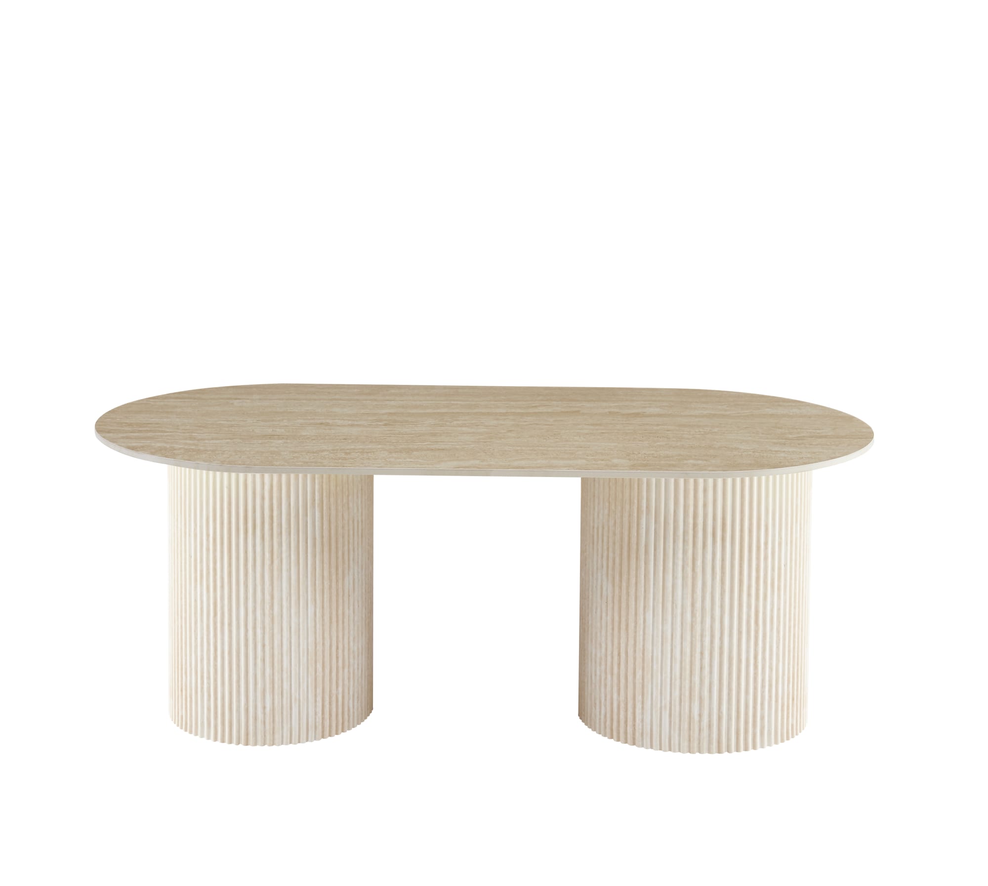 TABLE BASSE KINSHASA PIED METAL EFFET TRAVERTIN PLATEAU CERAMIQUE TRAVERTIN MAT 120x60x45cm