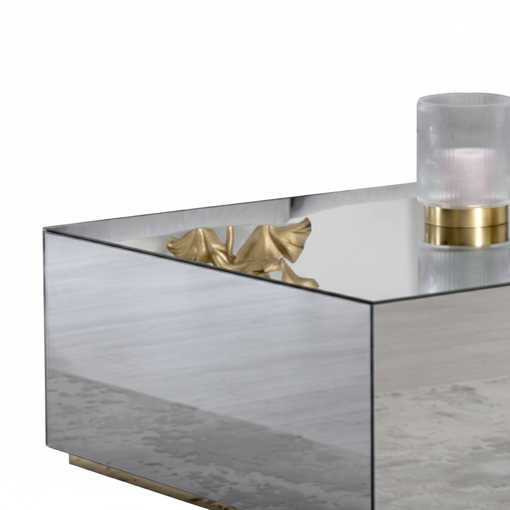 Table Basse LUXUS – 90x90x50 cm – Effet Miroir Élégant