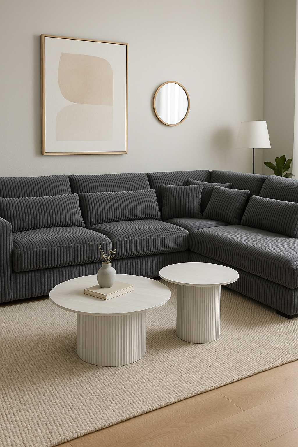 Duo de Tables Basses Gigognes MINA Pieds Blancs 60x45 / 80x38 cm - Bois blanc