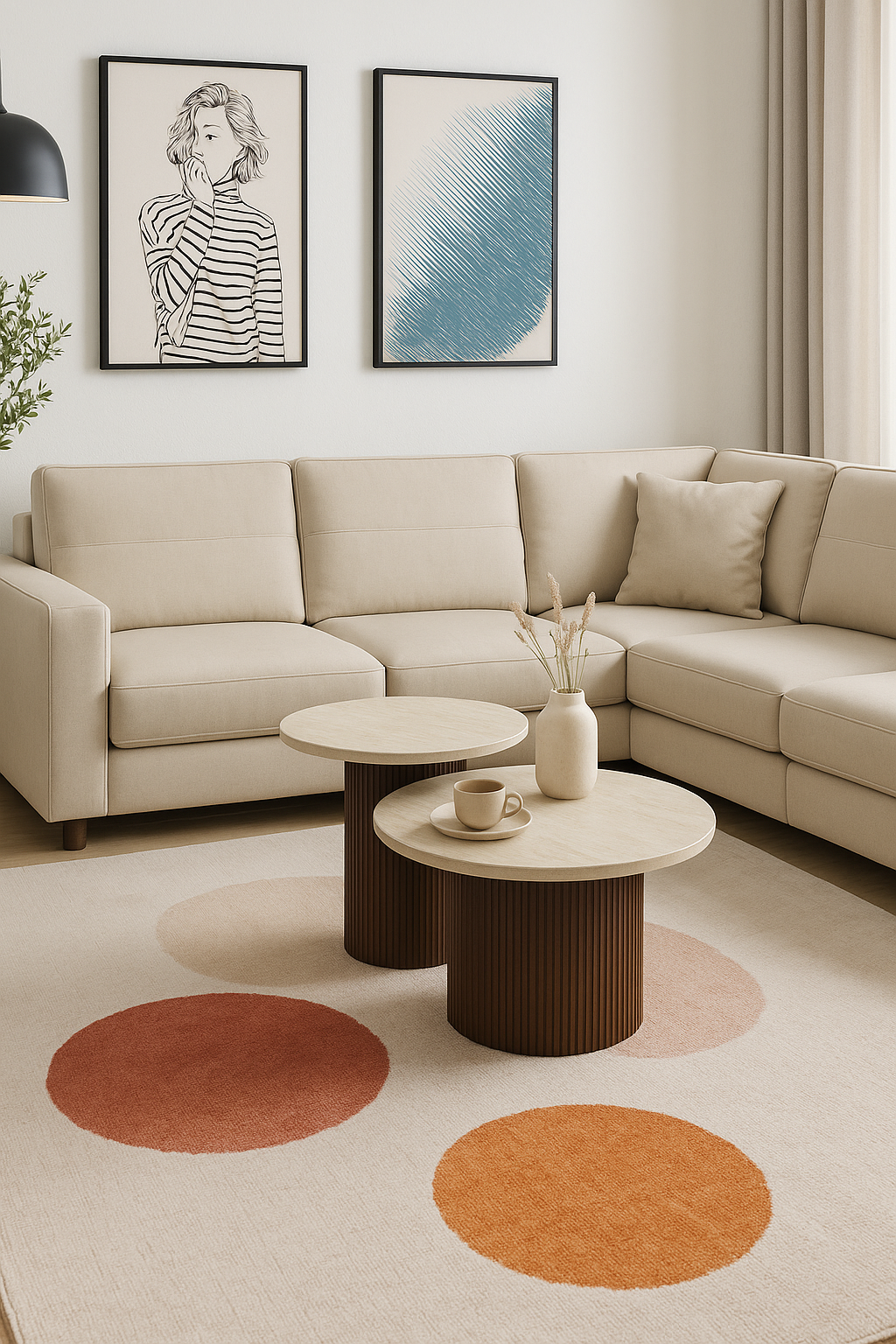 Tables basses MINA Gigogne Bois Noyer #couleur_travertin