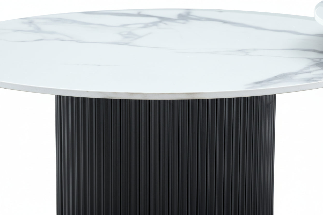 Lot 2 Tables Basses Rondes Céramique Blanc D80x38 D60x45 MINA