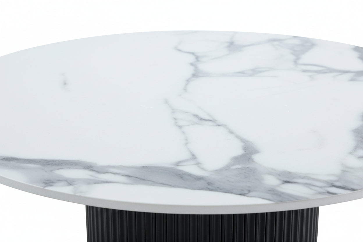 Lot 2 Tables Basses Rondes Céramique Blanc D80x38 D60x45 MINA
