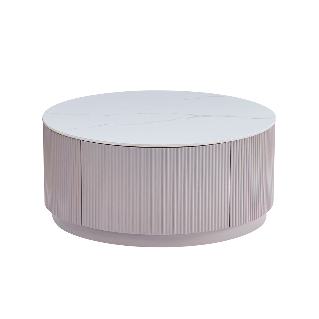 Table basse BARI bois gris marbre blanc avec tiroir 80x45 cm