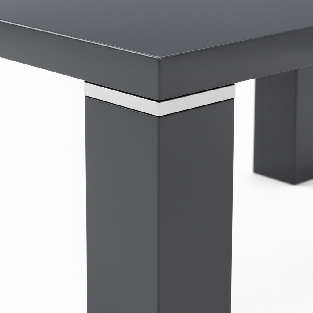 Table basse 120x60 laquée grise pieds carrés chromés