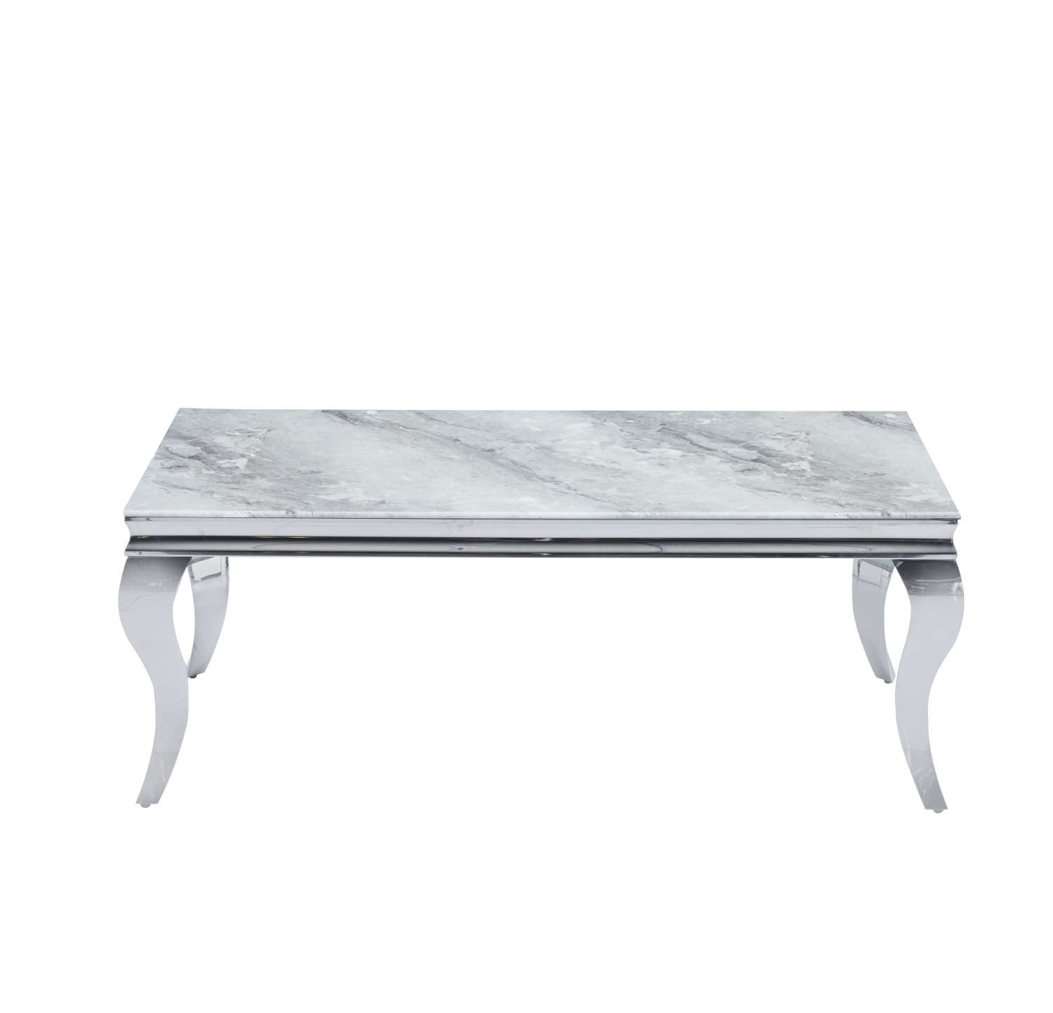 Table basse BAROQUE Chrome 120x60x45 cm - Marbré gris