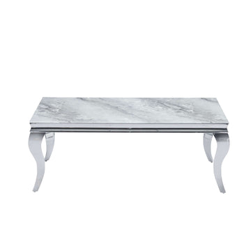 Table basse BAROQUE Chrome 120x60x45 cm - Marbré gris