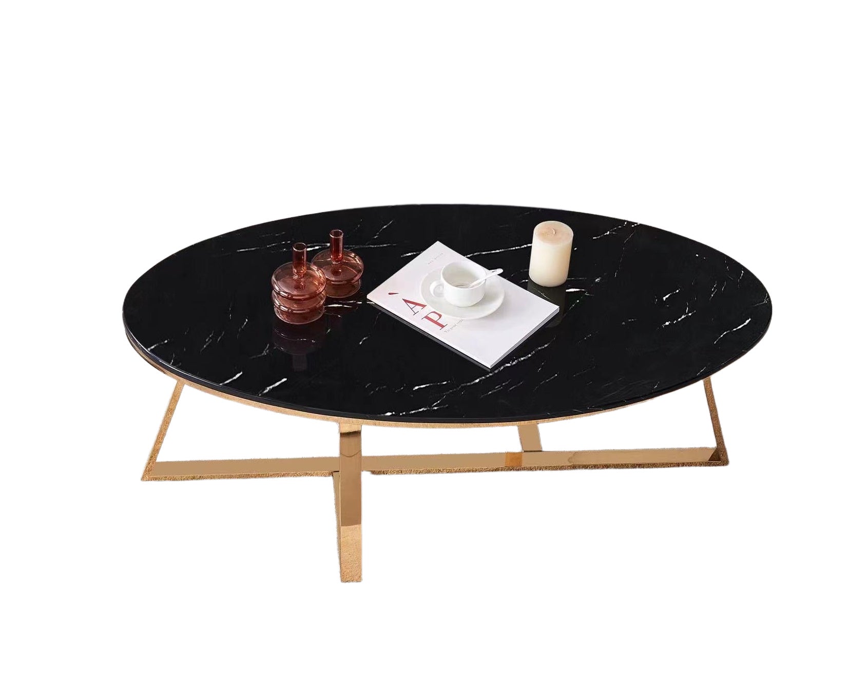 Table basse ovale GAMMA plateau Granite 120x60 cm