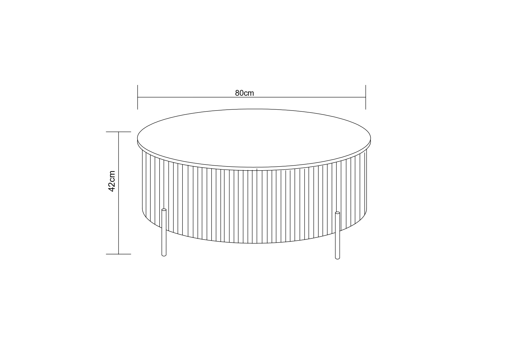 Table basse ronde céramique effet travertin noisette 80cm RUBY