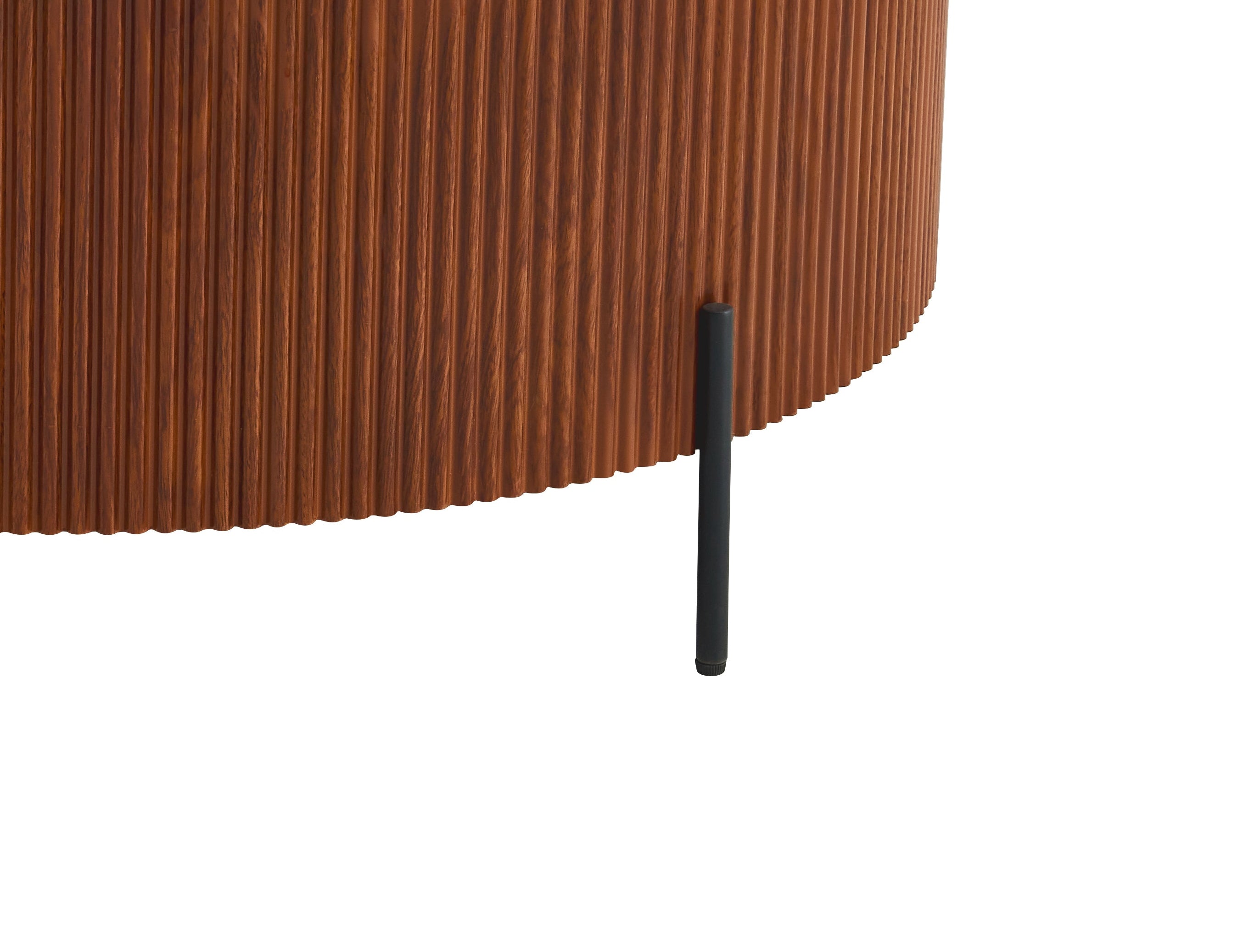 Table basse ronde céramique effet travertin noisette 90cm métal noir RUBY